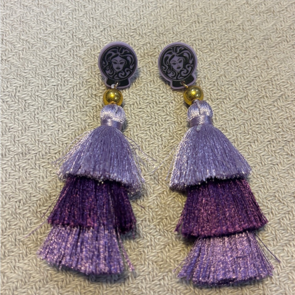 Madame Leota Haunted Mansion Tassel Earrings | Purple Disney Earrings